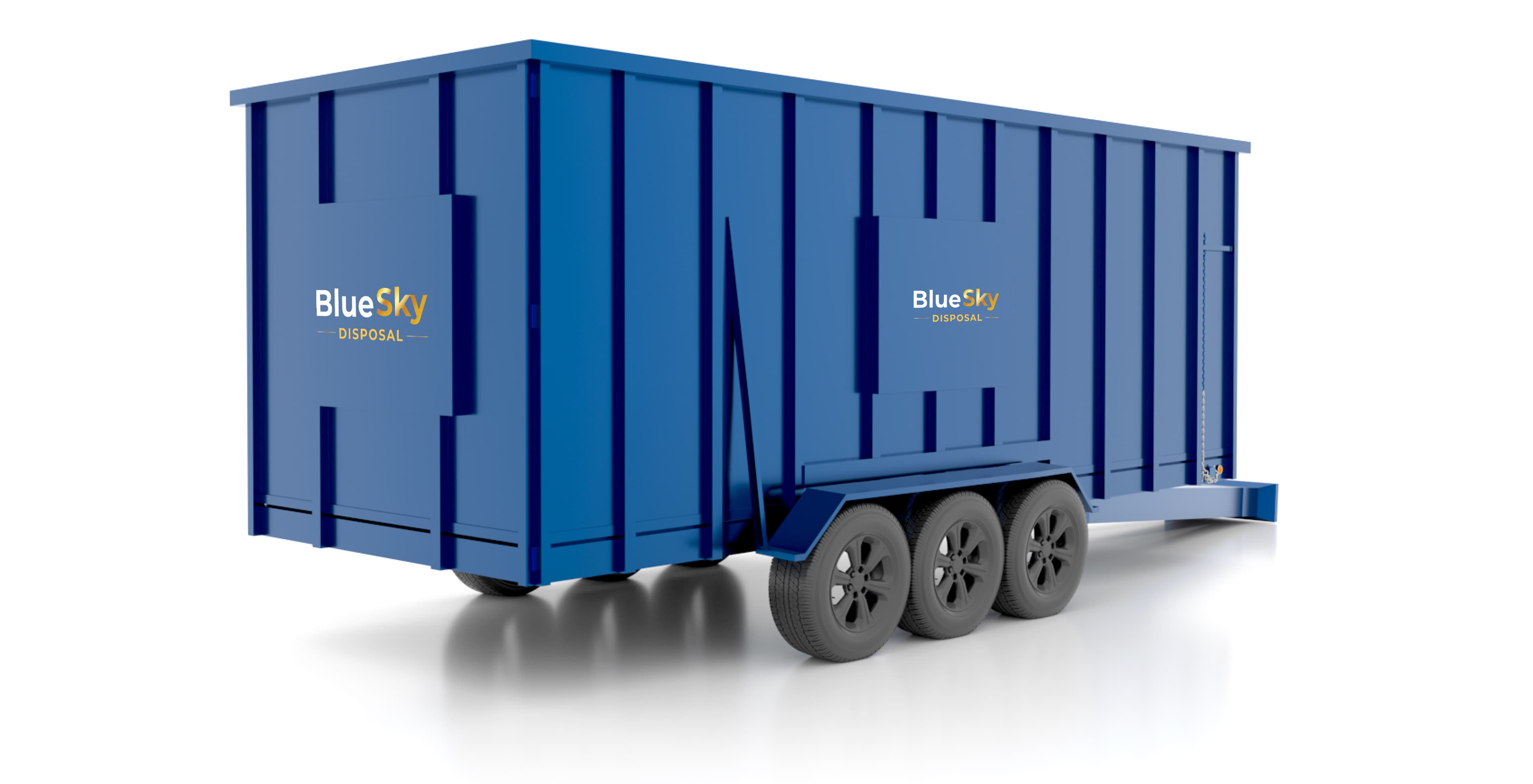 Blue Sky Disposal 30-yard rubber-wheeled dumpster